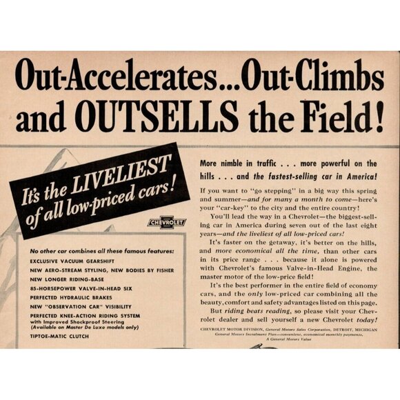 1939 Chevrolet, General Motors Vintage Print Ad (L10) - Picture 3 of 3